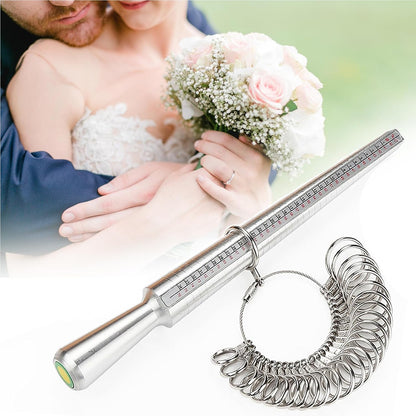 Ring Sizer Tool Including Ring Mandrel & Ring Sizer Guage, 4 Sizes Ring Measurement Stick Metal Mandrel & V1258-DP02-B-722