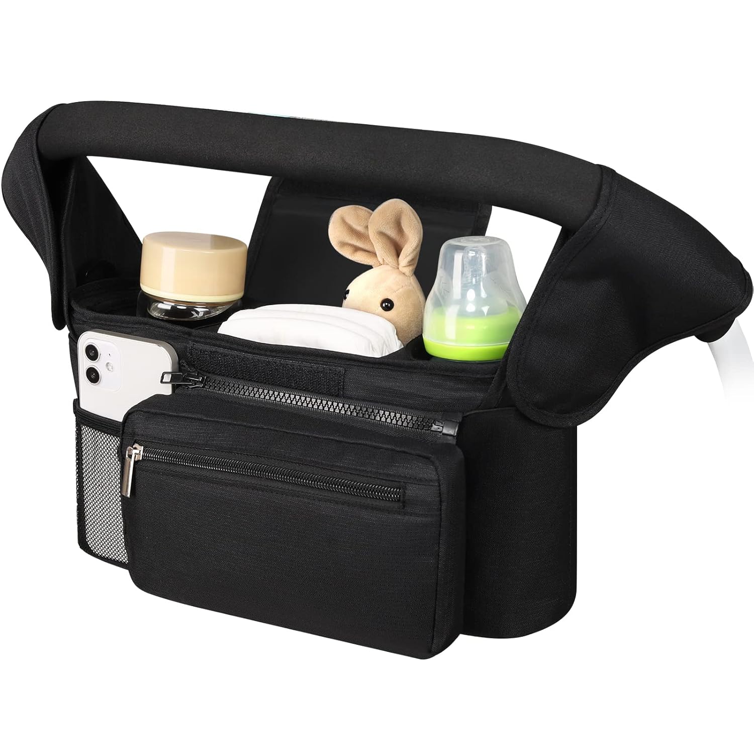 Universal Stroller Organizer with Insulated Cup Holder Detachable Phone Bag and Shoulder Strap,Stroller Bag V1258-DP02-B-729