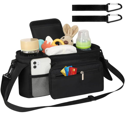 Universal Stroller Organizer with Insulated Cup Holder Detachable Phone Bag and Shoulder Strap,Stroller Bag V1258-DP02-B-729