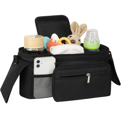 Universal Stroller Organizer with Insulated Cup Holder Detachable Phone Bag and Shoulder Strap,Stroller Bag V1258-DP02-B-729