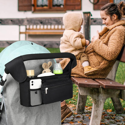 Universal Stroller Organizer with Insulated Cup Holder Detachable Phone Bag and Shoulder Strap,Stroller Bag V1258-DP02-B-729