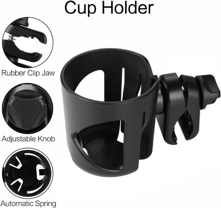 Universal Cup Holder, Stroller Cup Holder, 360 degrees Rotatable Large Caliber Designed Bottle Holder for V1258-DP02-B-731
