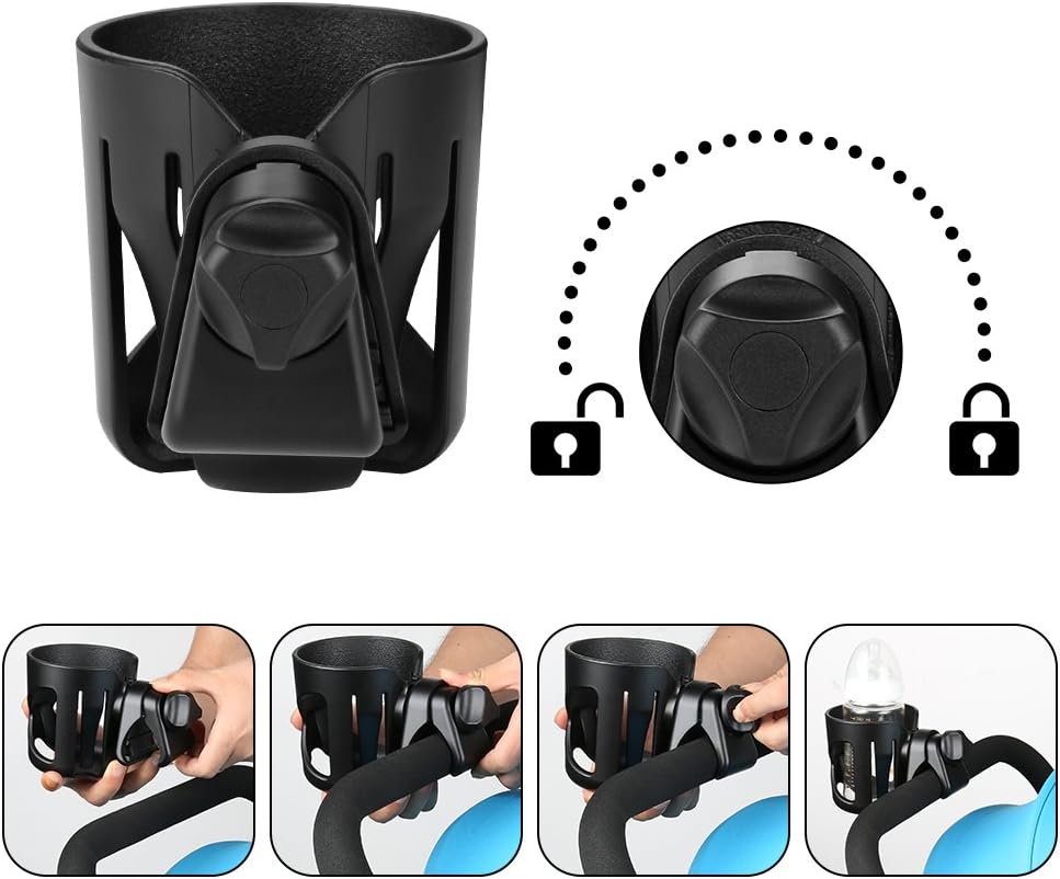 Universal Cup Holder, Stroller Cup Holder, 360 degrees Rotatable Large Caliber Designed Bottle Holder for V1258-DP02-B-731