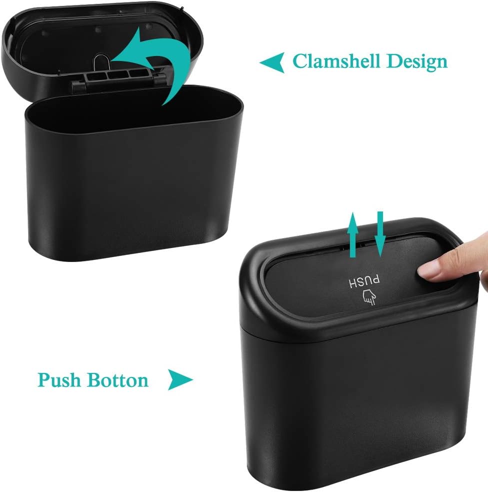 Car Trash Can with Lid, Mini Auto Dustbin Garbage Organizer with 30 Pcs Plastic Trash Bag, Automotive Garbage V1258-DP02-B-733