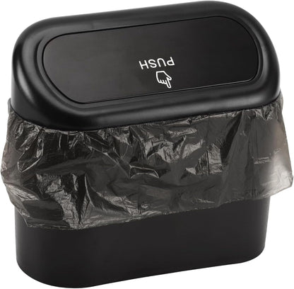Car Trash Can with Lid, Mini Auto Dustbin Garbage Organizer with 30 Pcs Plastic Trash Bag, Automotive Garbage V1258-DP02-B-733