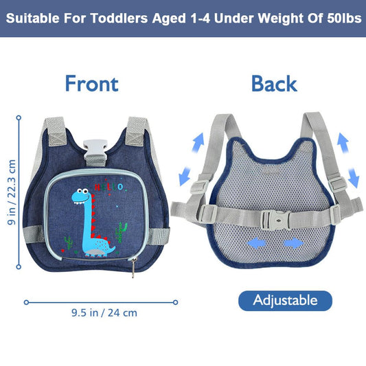 Toddler Harness Leash+ Anti Lost Wrist Link, Cute Dinosaur Kids Harness with Leash, Foldable Child Leash Baby V1258-DP02-B-737