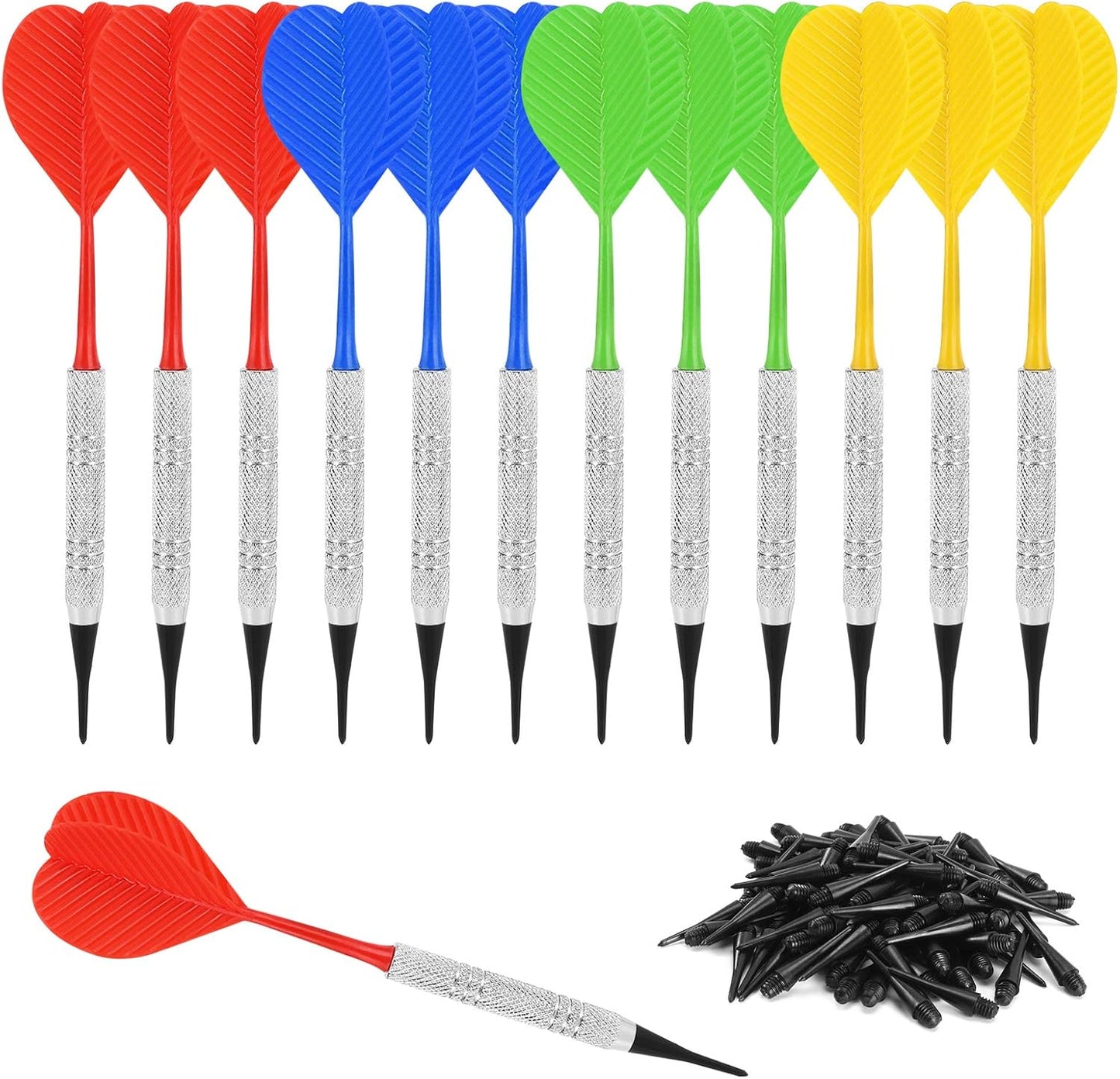 Soft Tip Darts, Bar Dart, Plastic Tip Darts Set, Attach Extra 100 Black 2BA Replacement Tips, Soft Tip Darts V1258-DP02-B-741
