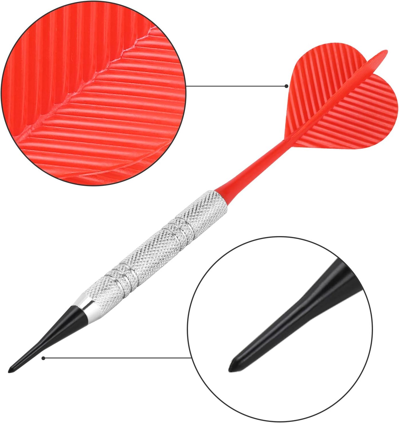 Soft Tip Darts, Bar Dart, Plastic Tip Darts Set, Attach Extra 100 Black 2BA Replacement Tips, Soft Tip Darts V1258-DP02-B-741