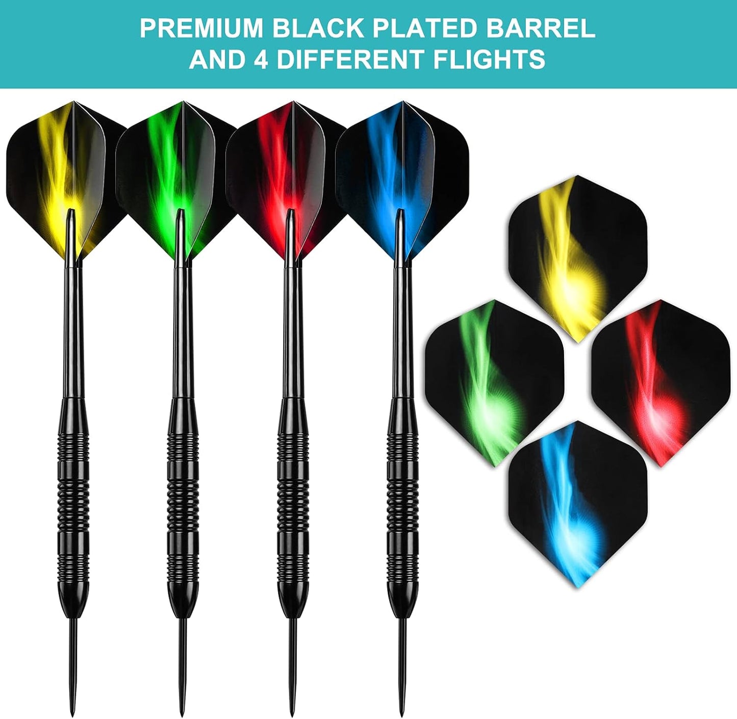 Darts Metal Tip Set, 12 Pack Steel Tip Darts Darts Set 24Grams Professional Metal Darts V1258-DP02-B-744