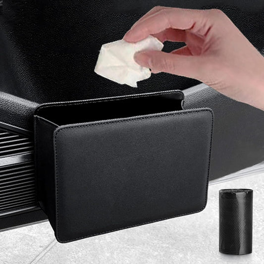 Car Trash Can, Leather Vehicle Trash Bin Car Dustbin Garbage Organizer Holder with 30 Pcs Trash Bags, V1258-DP02-B-745