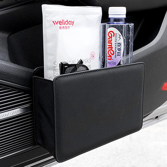Car Trash Can, Leather Vehicle Trash Bin Car Dustbin Garbage Organizer Holder with 30 Pcs Trash Bags, V1258-DP02-B-745