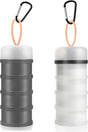 2 Pcs Protein Powder Container to Go with Funnels Stand, 4 Compartments Stackable Protein Powder Dispenser V1258-DP02-B-746