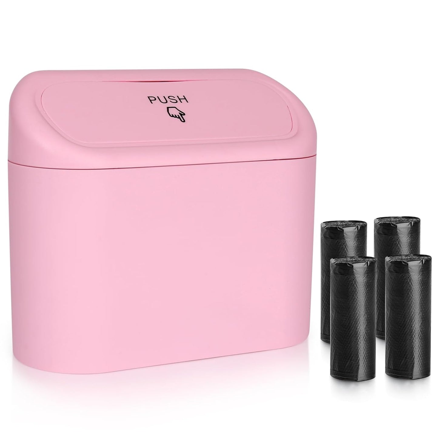 Car Trash Can with Lid, Leakproof Vehicle Garbage Organizer Holder Bin with 60 Pack Trash Bags, Mini Auto V1258-DP02-B-747