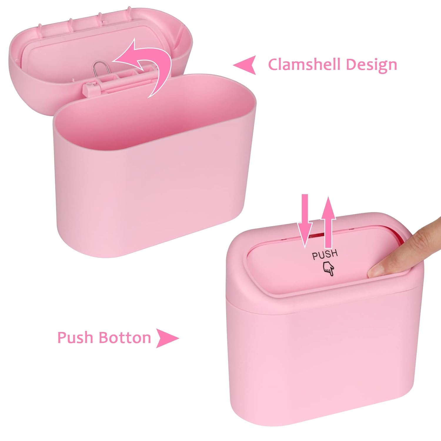 Car Trash Can with Lid, Leakproof Vehicle Garbage Organizer Holder Bin with 60 Pack Trash Bags, Mini Auto V1258-DP02-B-747