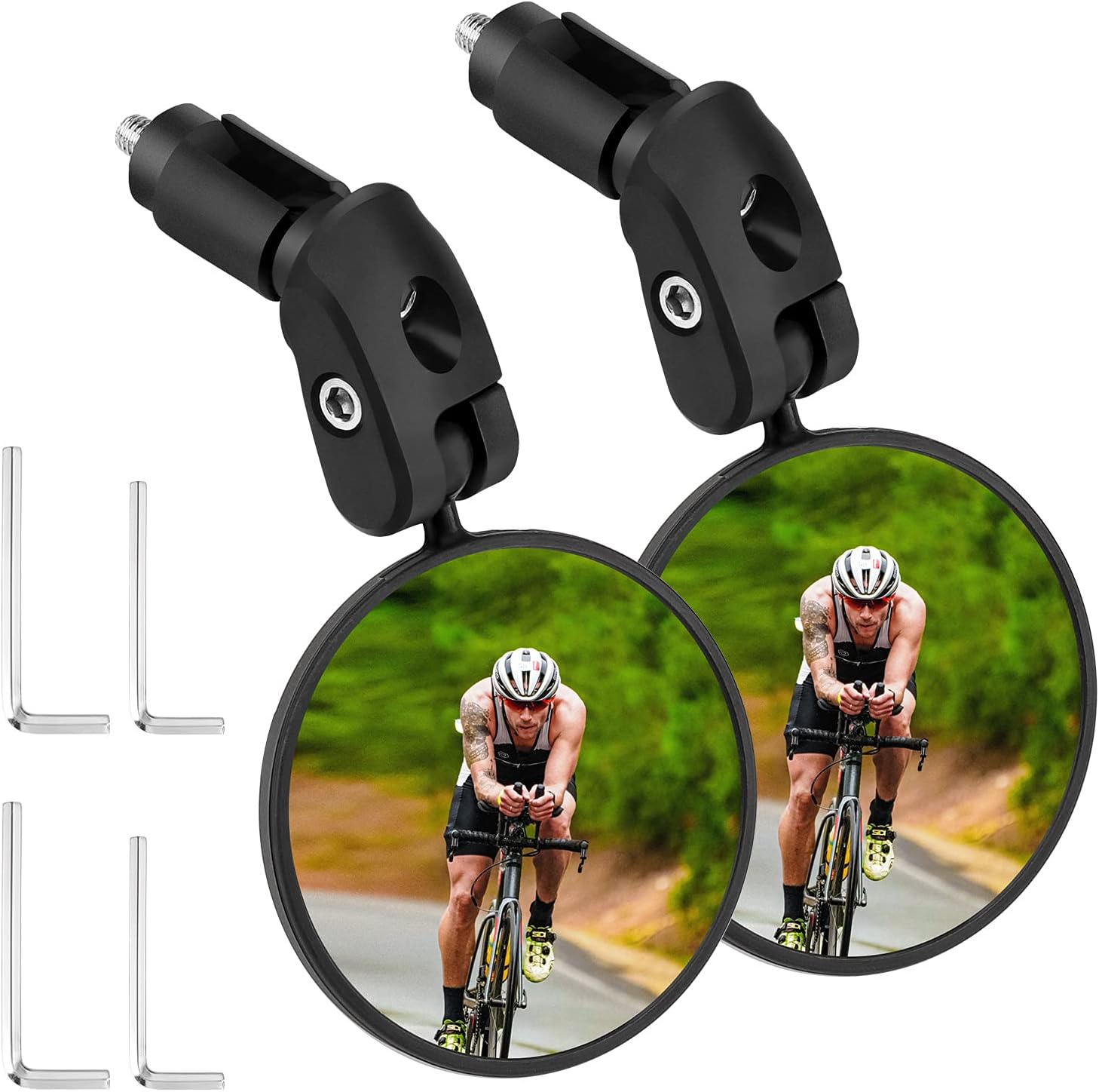 2pcs Bike Mirror, Bar End Bicycle Riding Rearview Mirrors for Handlebars, Adjustable 360 Degree Rotatable V1258-DP02-B-749