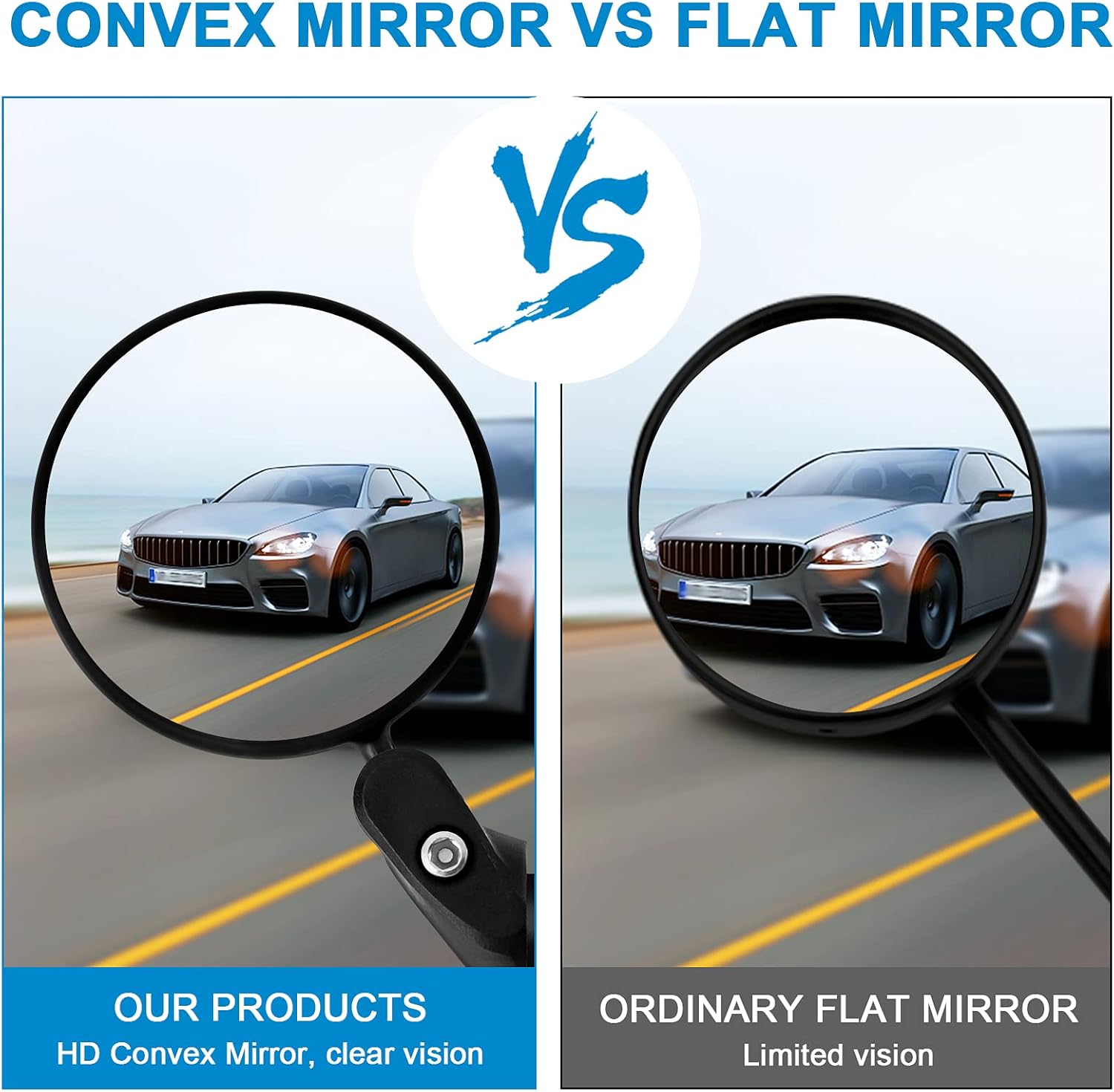 2pcs Bike Mirror, Bar End Bicycle Riding Rearview Mirrors for Handlebars, Adjustable 360 Degree Rotatable V1258-DP02-B-749