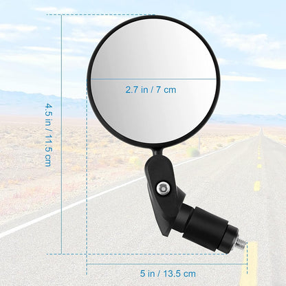 2pcs Bike Mirror, Bar End Bicycle Riding Rearview Mirrors for Handlebars, Adjustable 360 Degree Rotatable V1258-DP02-B-749