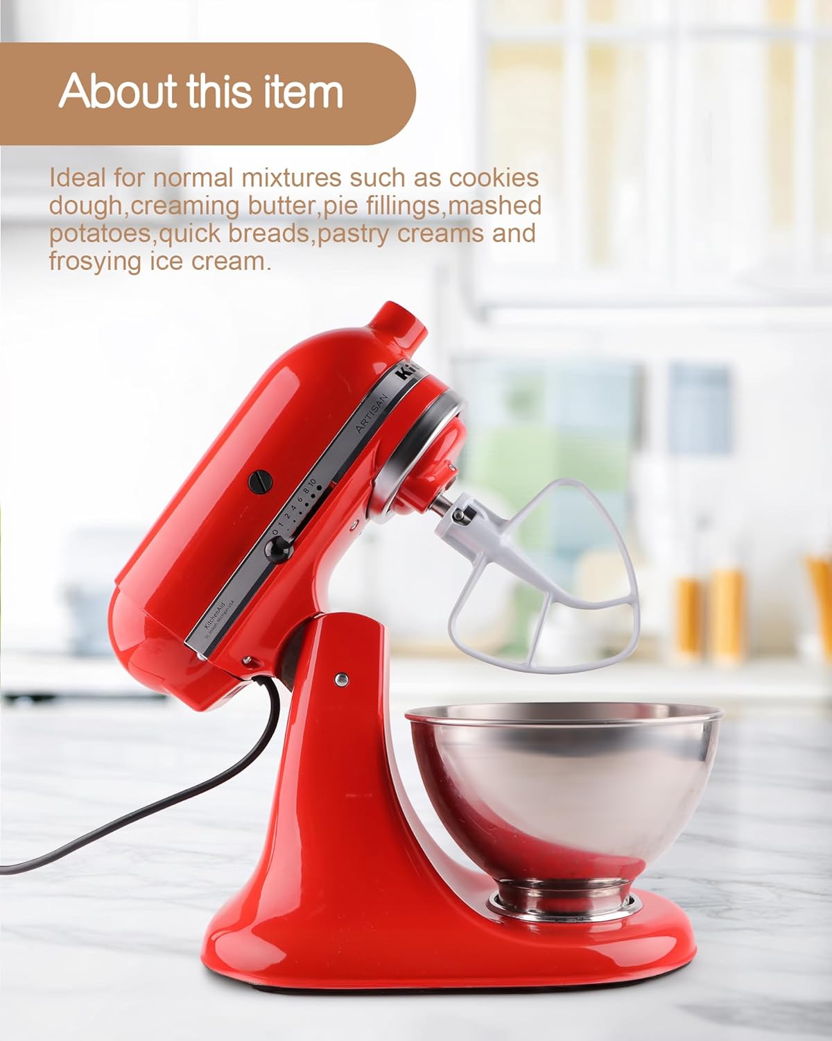 K45B Metal Beater with Non-Stick Coating, Compatible with KitchenAid 4.5-5 Quart Tilt-Head Stand Mixer V1258-DP02-B-75