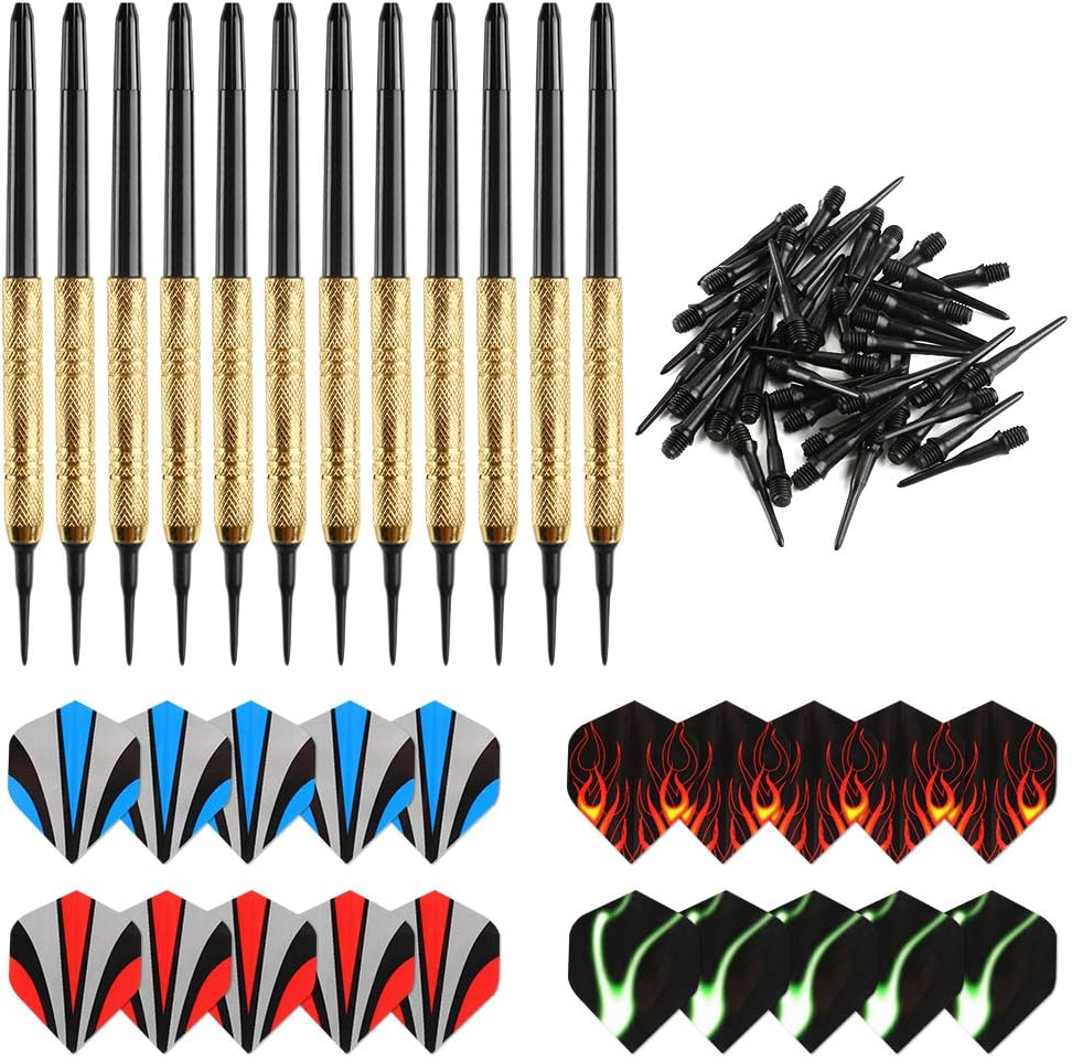 12 Pcs Darts Plastic Tip, Soft Tip Darts Set, 14g Plastic Tipped Dart, Attach Extra 36 Black 2BA Replacement V1258-DP02-B-756
