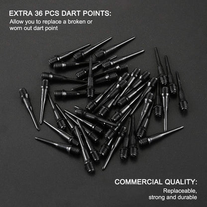 12 Pcs Darts Plastic Tip, Soft Tip Darts Set, 14g Plastic Tipped Dart, Attach Extra 36 Black 2BA Replacement V1258-DP02-B-756
