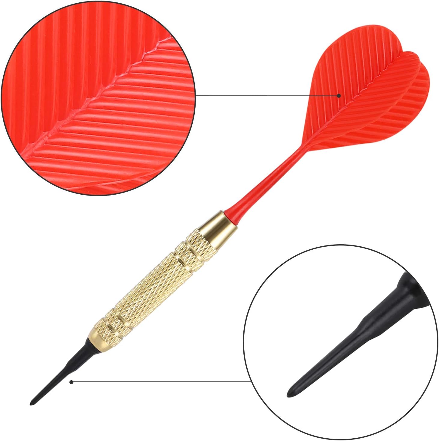 12 Pcs Soft Tip Darts, 18g Plastic Tip Darts Set, Attach Extra 100 Black 2BA Replacement Tips, Soft Tip Darts V1258-DP02-B-759