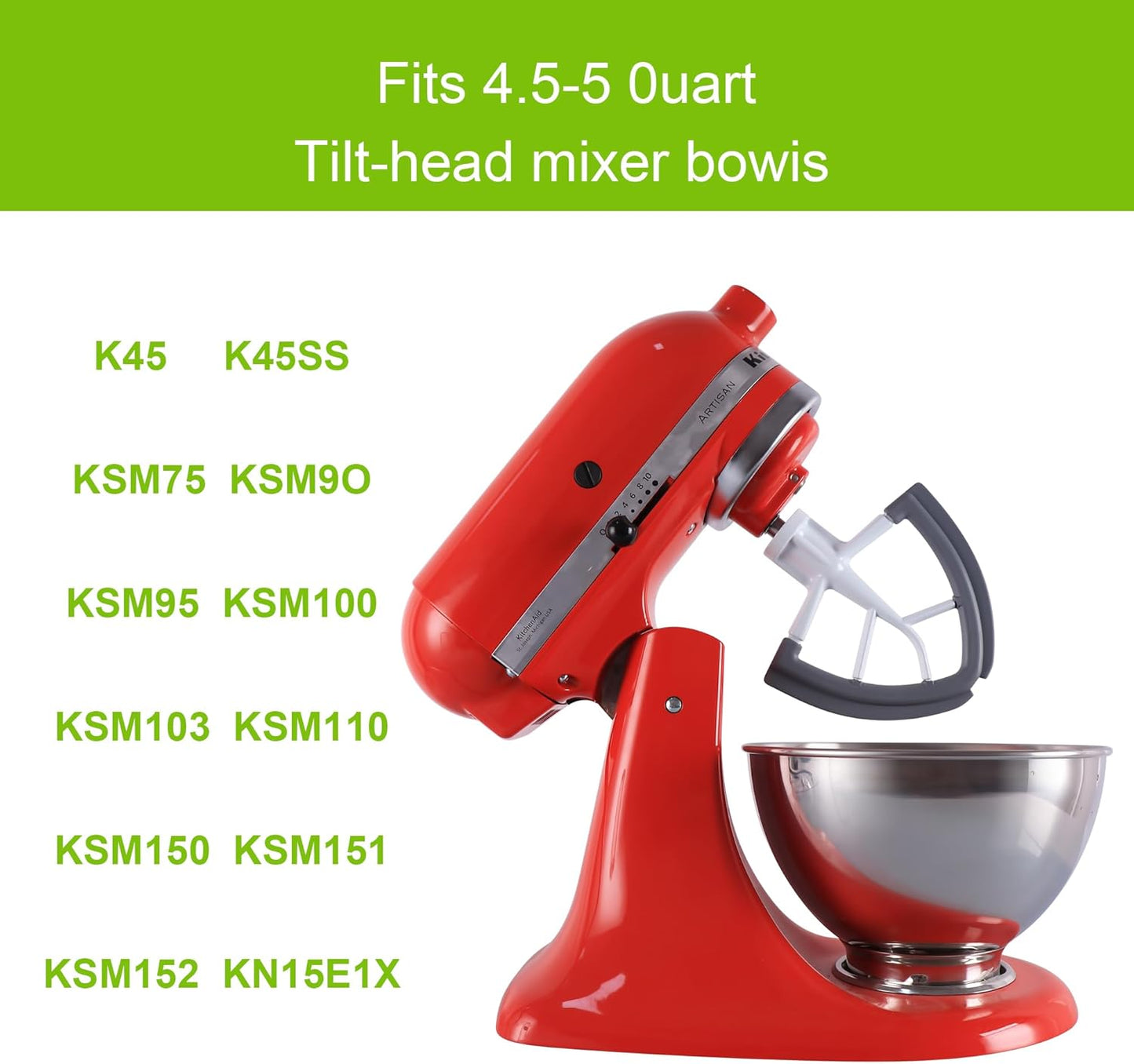 Flex Edge Beater Work for KitchenAid Mixer Attachments, Compatible with 4.5-5 Quart Tilt-Head Stand Mixers, V1258-DP02-B-76