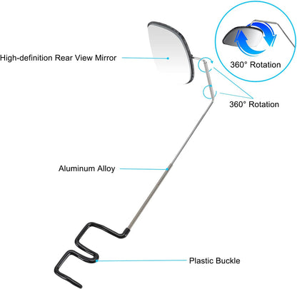 2pcs Bike Eyeglass Mirror, 360 Degree Adjustable Bicycle Cycling Rear View Wide Angle Mirror, Riding V1258-DP02-B-763