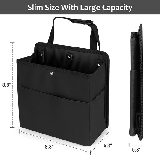 Car Trash Can with Pocket, Small Vehicle Dustbin Automotive Garbage Organizer Bin with 60 Pcs Trash Bags, V1258-DP02-B-765