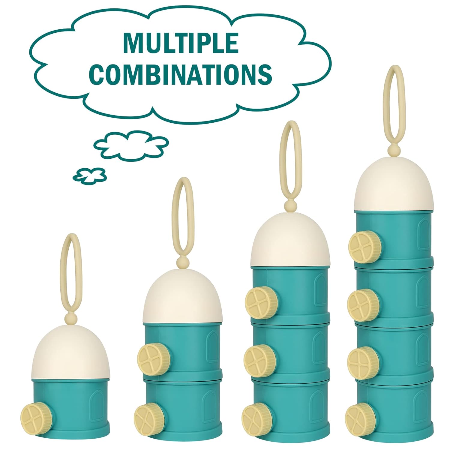 Formula Dispenser On The Go, 4 Layers Stackable Formula Container to Go, Non-Spill Portable Milk Powder Baby V1258-DP02-B-766