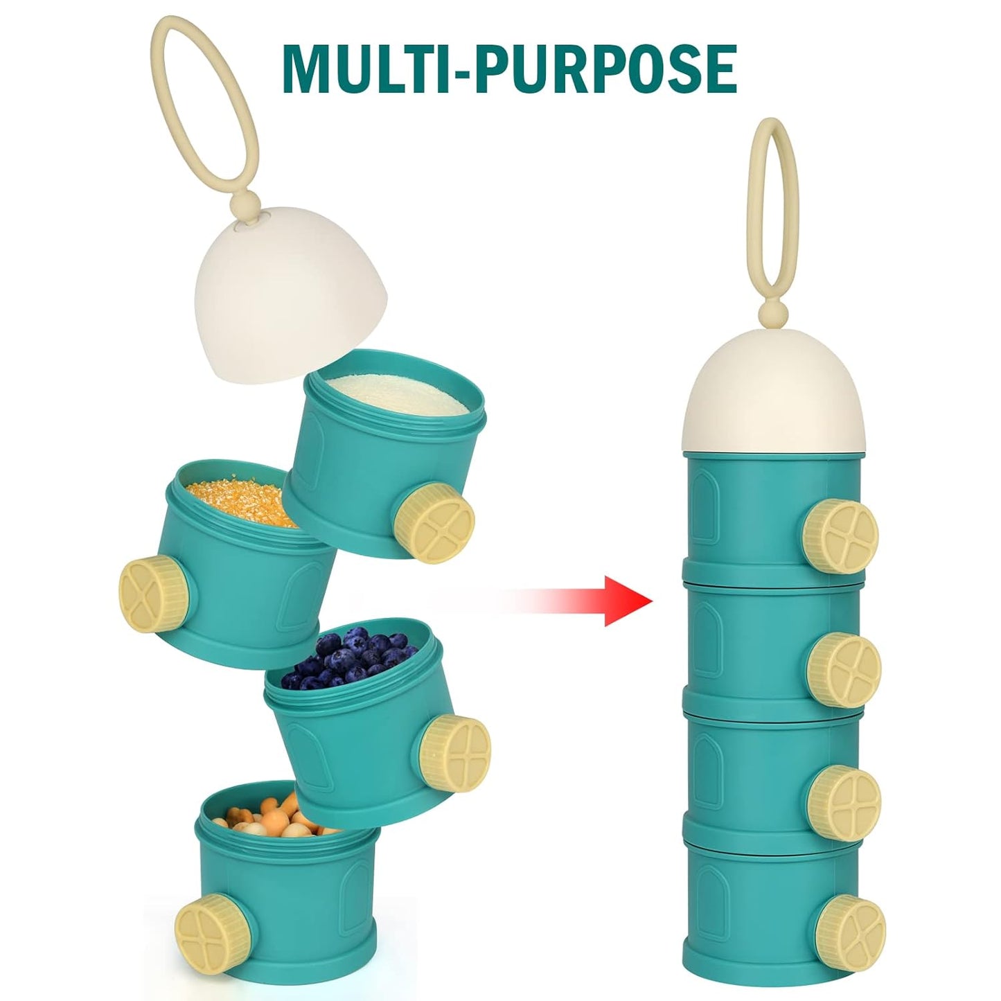 Formula Dispenser On The Go, 4 Layers Stackable Formula Container to Go, Non-Spill Portable Milk Powder Baby V1258-DP02-B-766