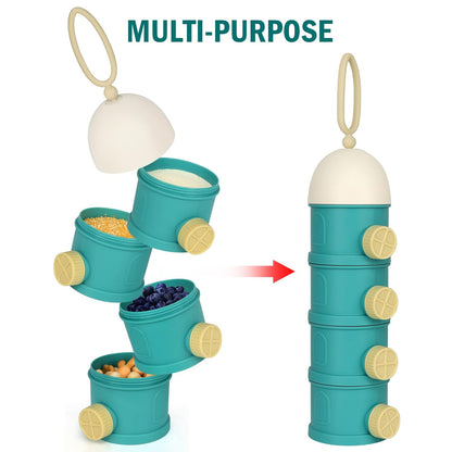 Formula Dispenser On The Go, 4 Layers Stackable Formula Container to Go, Non-Spill Portable Milk Powder Baby V1258-DP02-B-766