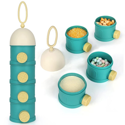 Formula Dispenser On The Go, 4 Layers Stackable Formula Container to Go, Non-Spill Portable Milk Powder Baby V1258-DP02-B-766