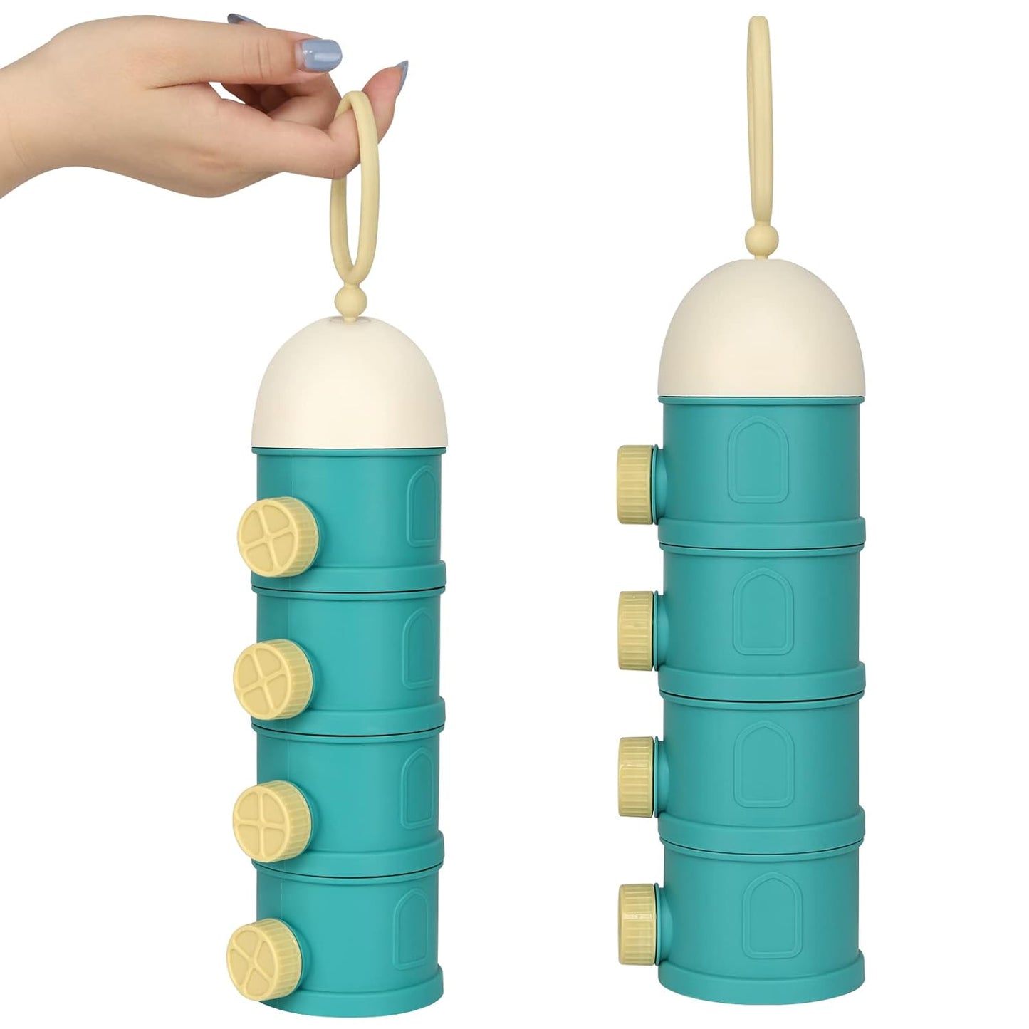 Formula Dispenser On The Go, 4 Layers Stackable Formula Container to Go, Non-Spill Portable Milk Powder Baby V1258-DP02-B-766