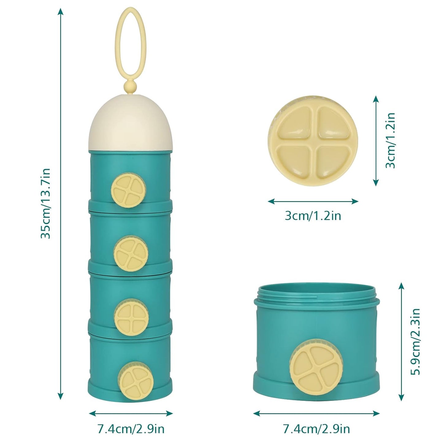 Formula Dispenser On The Go, 4 Layers Stackable Formula Container to Go, Non-Spill Portable Milk Powder Baby V1258-DP02-B-766