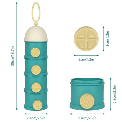 Formula Dispenser On The Go, 4 Layers Stackable Formula Container to Go, Non-Spill Portable Milk Powder Baby V1258-DP02-B-766