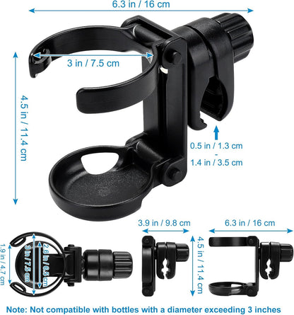 Stroller Cup Holder, Foldable Universal Cup Holder, 360 degrees Rotatable Bottle Holder for Stroller, Bike, V1258-DP02-B-767