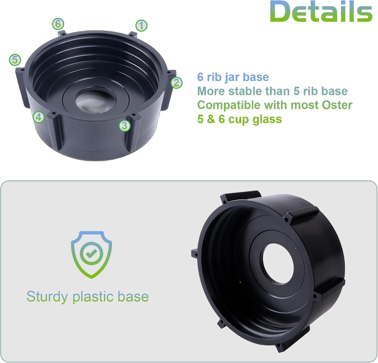Oster Blender Replacement Parts Kit - 6-Fin Ice-Crushing Blade, Jar Base Cap, and Two Rubber O-Ring Gaskets V1258-DP02-B-77