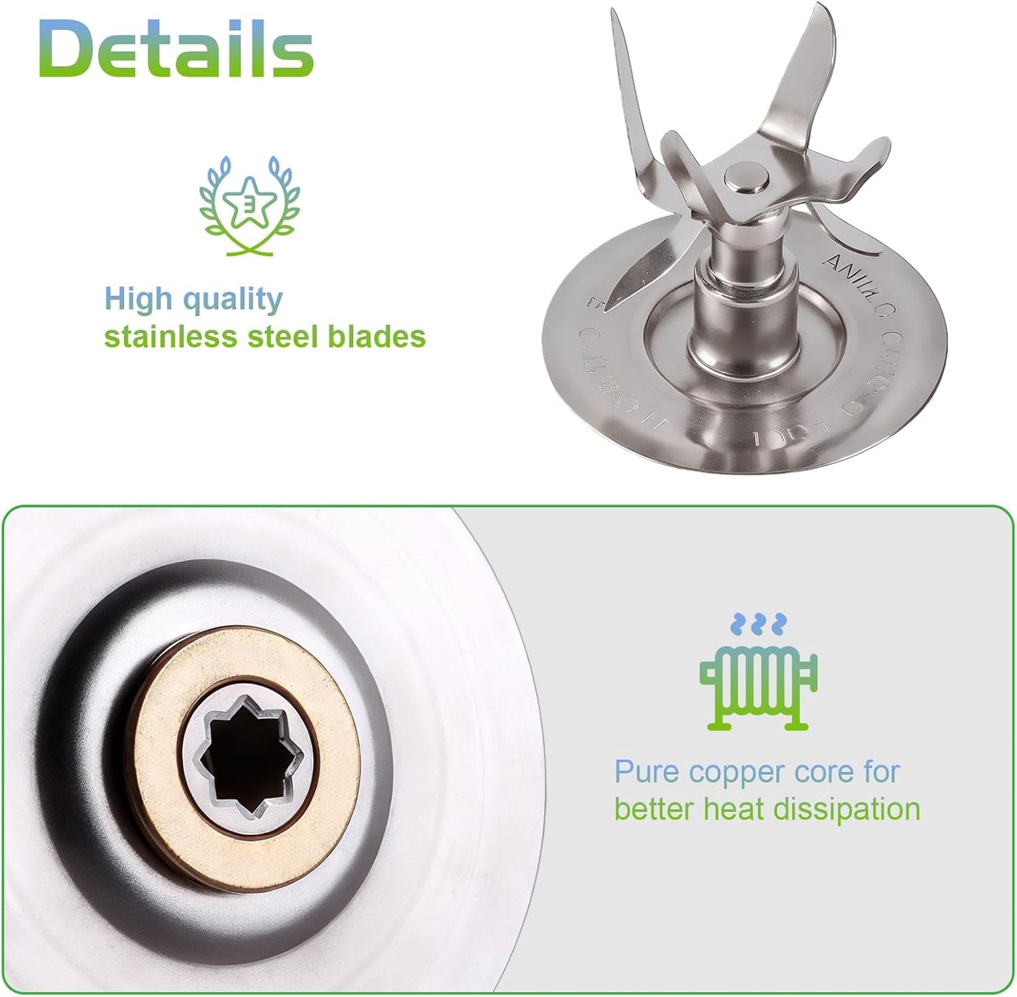Oster Blender Replacement Parts Kit - 6-Fin Ice-Crushing Blade, Jar Base Cap, and Two Rubber O-Ring Gaskets V1258-DP02-B-77