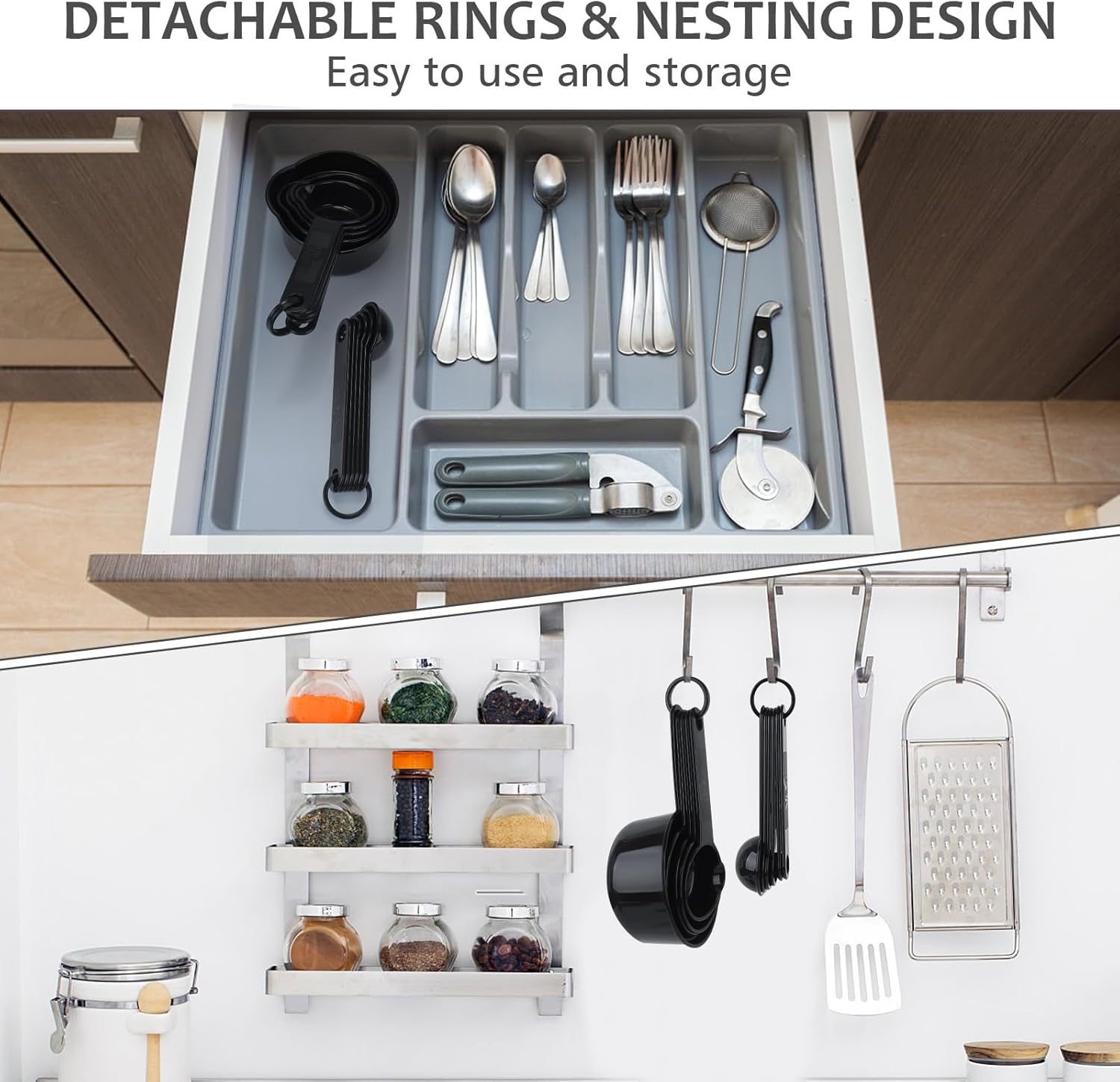 Measuring Cups & Spoons Set, Plastic Cooking Baking Tools Measuring Spoons Cups, 11 Piece Different V1258-DP02-B-771