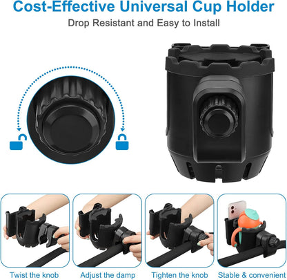 Stroller Cup Holder with Phone Holder, Universal Cup Holder, 2-in-1 Cup Phone Holder for Stroller, Bike, V1258-DP02-B-773
