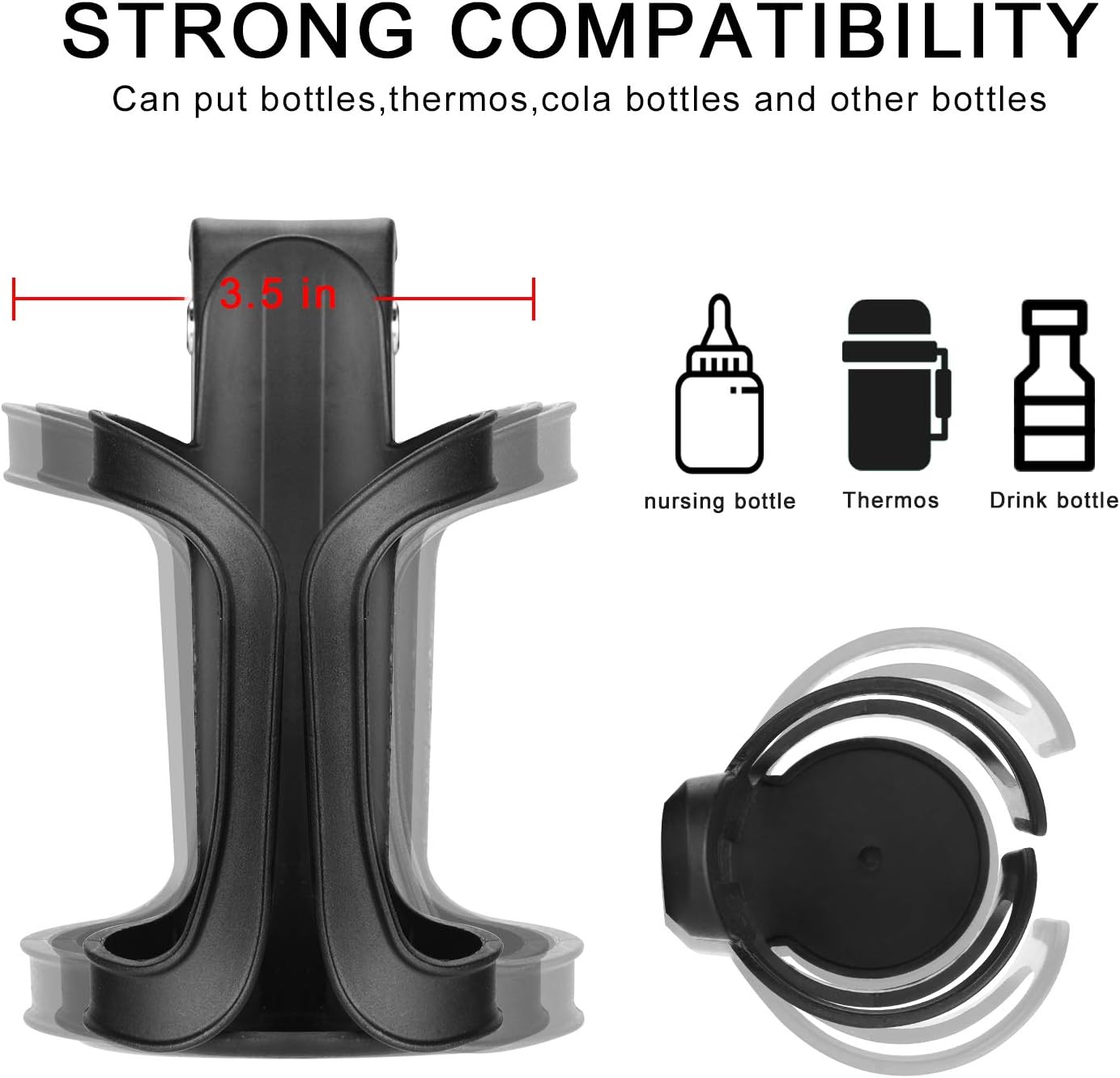 Universal Stroller Cup Holder Bundle Set, Bike Cup Holder, Drinks Holder for Stroller, Bicycle, Wheelchair, V1258-DP02-B-781