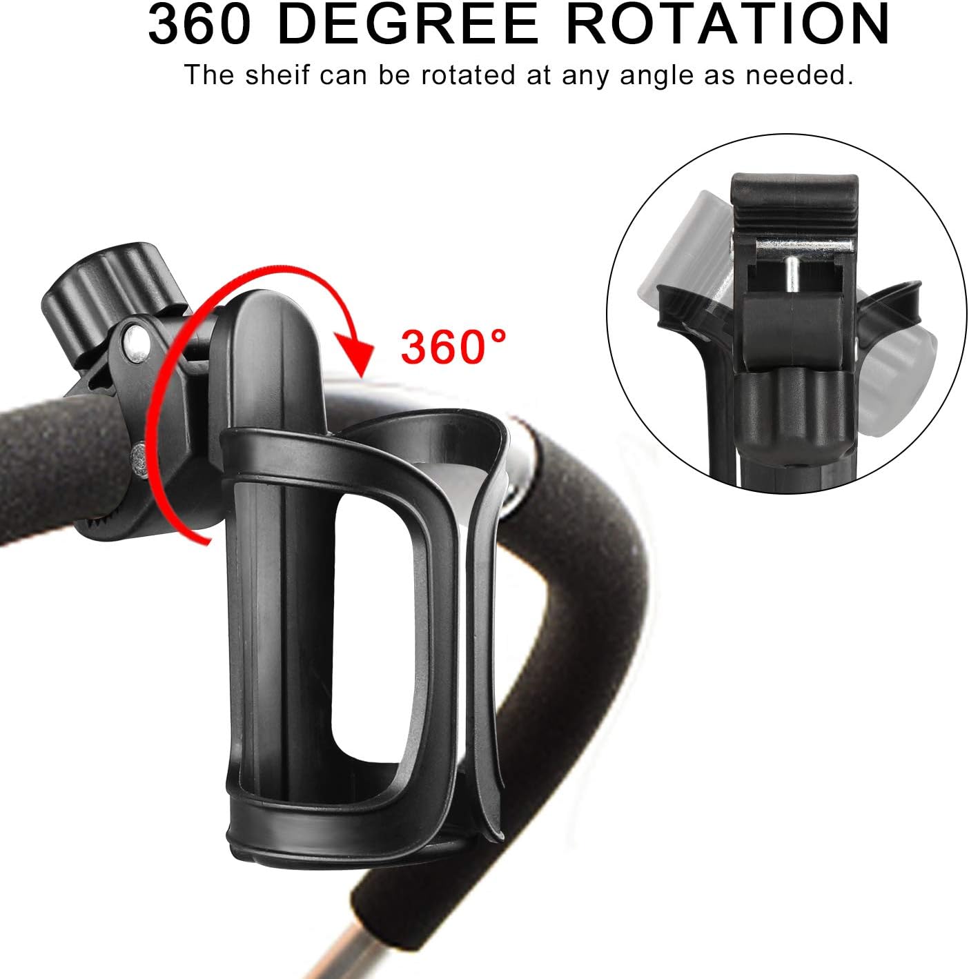 Universal Stroller Cup Holder Bundle Set, Bike Cup Holder, Drinks Holder for Stroller, Bicycle, Wheelchair, V1258-DP02-B-781