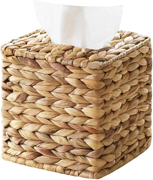 Tissue Box Cover, Square Wicker Tissue Box Holder Facial Tissues Boxes, Hand Woven Napkin Box Tissue Holder V1258-DP02-B-784