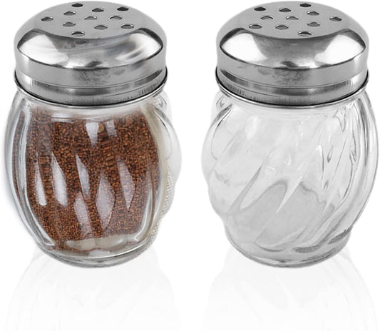 Salt and Pepper Shakers with Stainless Tops Set of 2 (Chesse Shakers) V1258-DP02-B-787