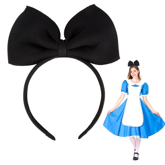 Bow Headbands Headdress for Women and Girls, Perfect Hair Accessories for Alice in Wonderland Cosplay (Black) V1258-DP02-B-789