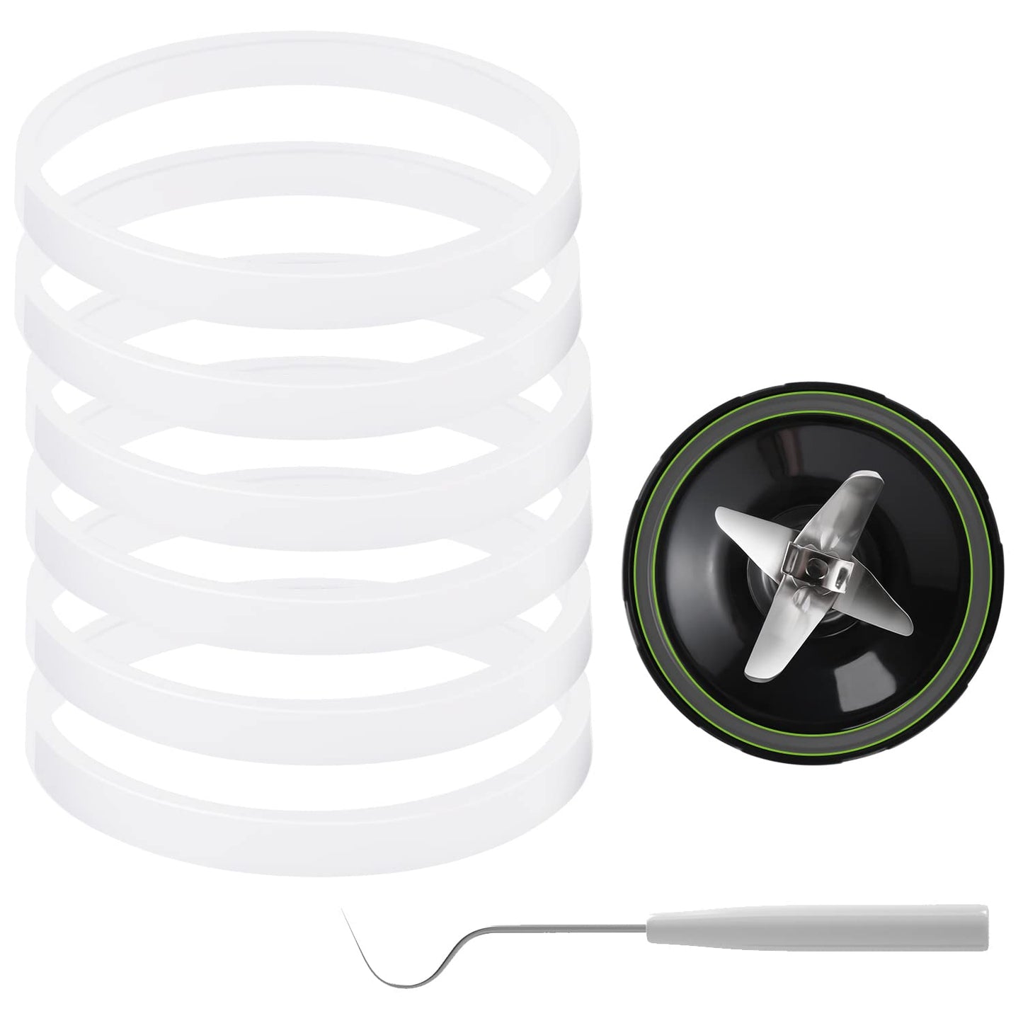 6 Pieces 10cm White Rubber Sealing Gaskets O-Ring Replacement Part Compatible with Nutri Ninja Juicer Blender V1258-DP02-B-79