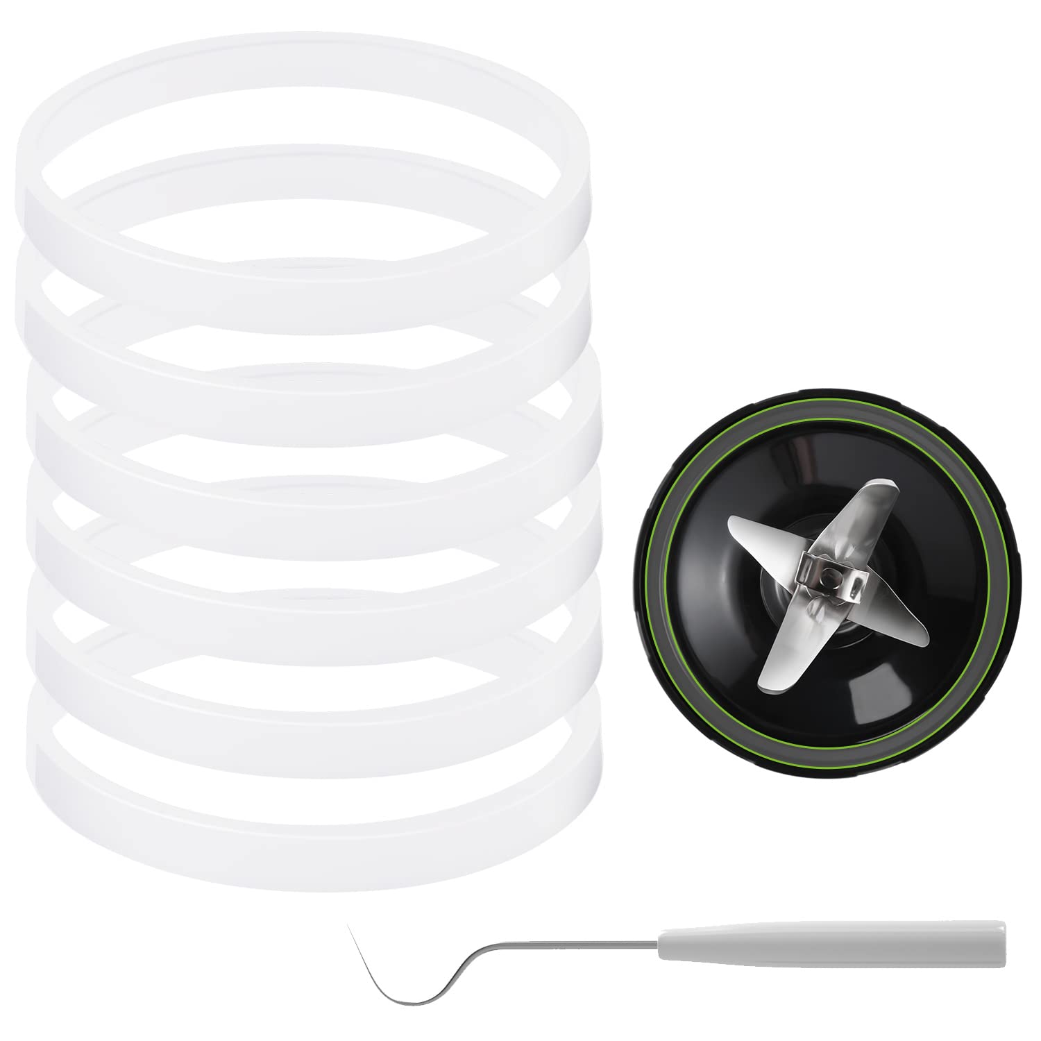 6 Pieces 10cm White Rubber Sealing Gaskets O-Ring Replacement Part Compatible with Nutri Ninja Juicer Blender V1258-DP02-B-79