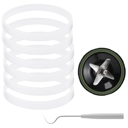 6 Pieces 10cm White Rubber Sealing Gaskets O-Ring Replacement Part Compatible with Nutri Ninja Juicer Blender V1258-DP02-B-79