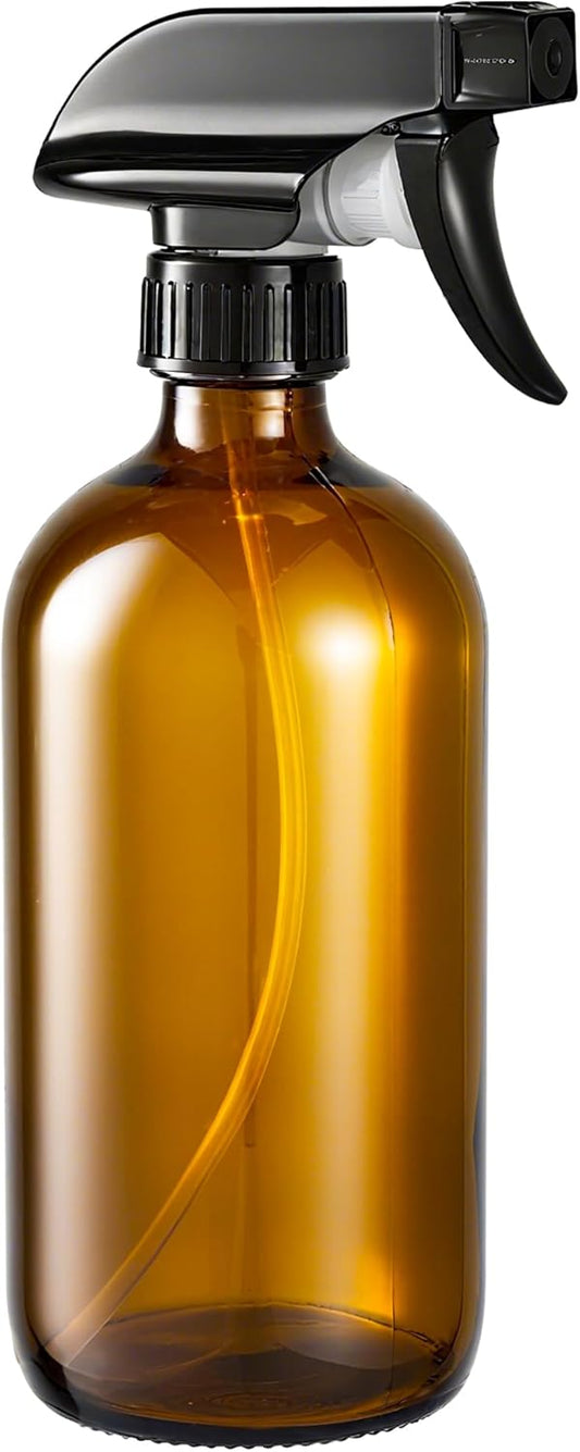 Glass Spray Bottles, Amber Glass Spray Bottles, 16oz, Adjustable Nozzle for Stream and Spray, Reusable, for V1258-DP02-B-797