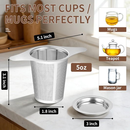 Tea infuser,Stainless Steel Tea Steeper and Strainer, Tea Strainers for Loose Tea - Reusable Durable Infuser V1258-DP02-B-799